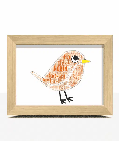 Personalised Robin Word Art Picture Christmas Gift Animal Prints