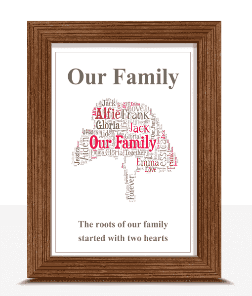 Personalised Family Tree Word Wall Art Picture Print Gift Family