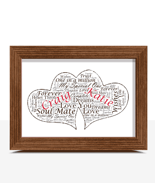 Two Hearts Together – Personalised Word Art Gift Engagement Gifts