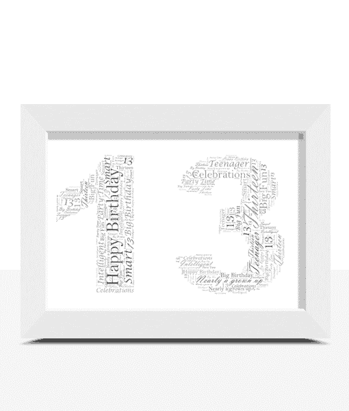Personalised 13th Birthday Word Art ANY COLOUR Family Teenager son daughter