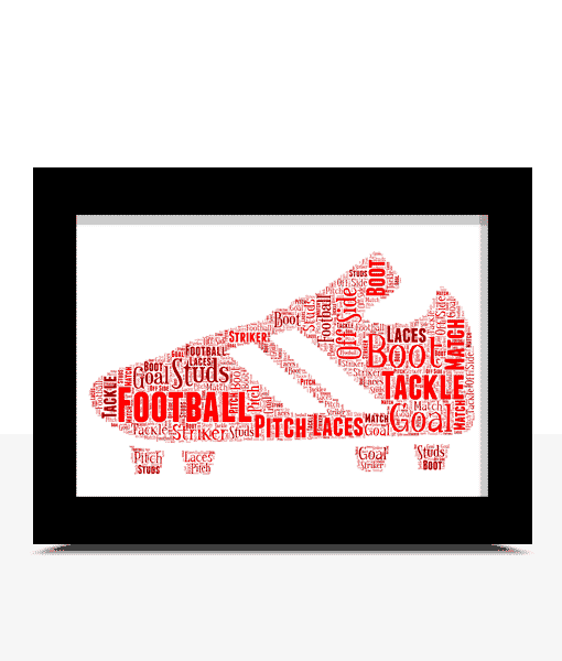 Personalised Football Boot Word Art Picture Gift Fathers Day Gifts