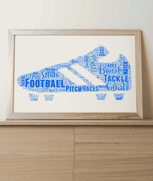 Personalised Football Boot Word Art Print Fathers Day Gifts