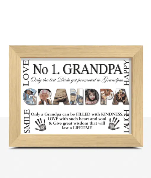 No 1 GRANDPA Personalised Photo Collage Picture Frame Gift Fathers Day Gifts