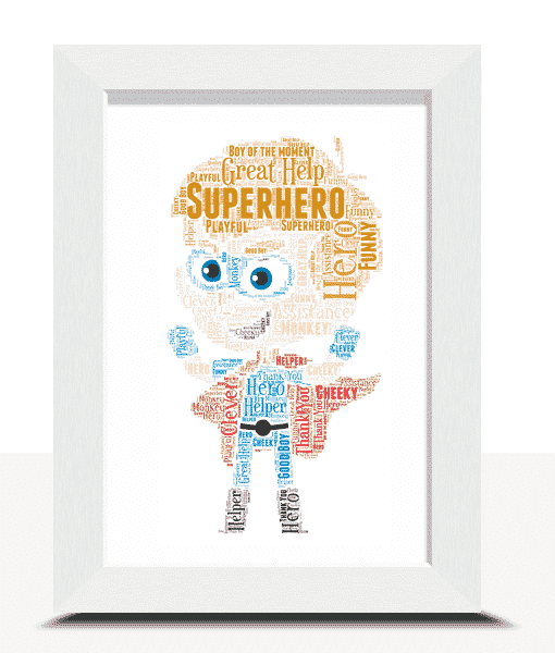 Personalised Boy Superhero Word Art Picture Print Gifts For Children
