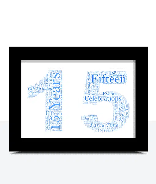 Personalised 15th Birthday Word Art Gift Anniversary Gifts