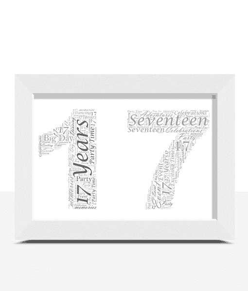 Personalised 17 Word Art Print – 17th Birthday Present Birthday Gifts