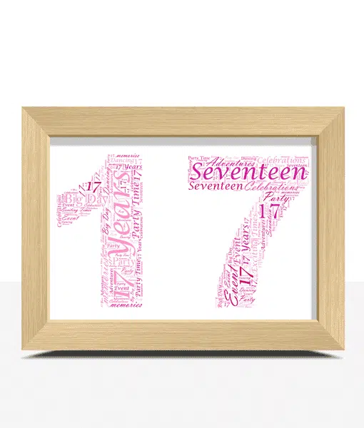 Personalised 17th Birthday Word Art Gift – 17th Birthday Present Birthday Gifts