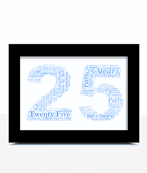 25th Birthday or Silver Anniversary Word Art Gift Anniversary Gifts