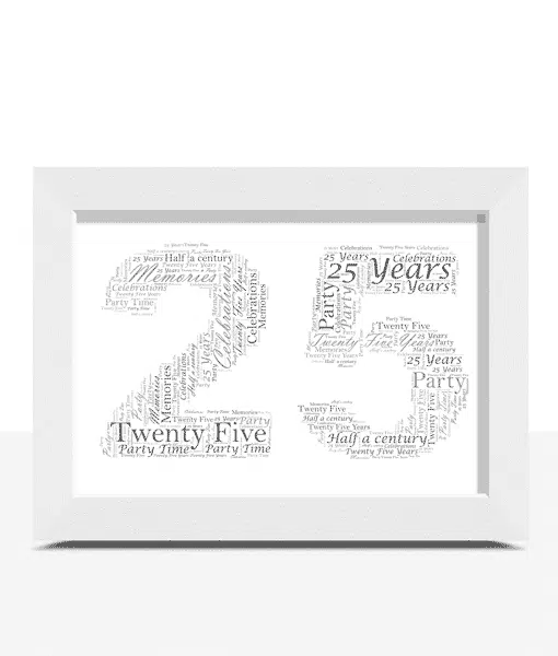 25th Birthday – Silver Anniversary Word Art Gift Anniversary Gifts