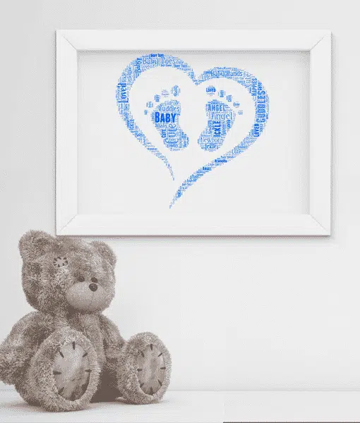 Personalised Baby Footprint Word Art Picture Frame Gift Baby Shower Gifts