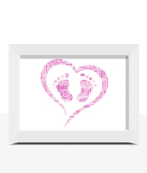 Personalised Baby Footprint Word Art Picture Frame Gift Baby Shower Gifts