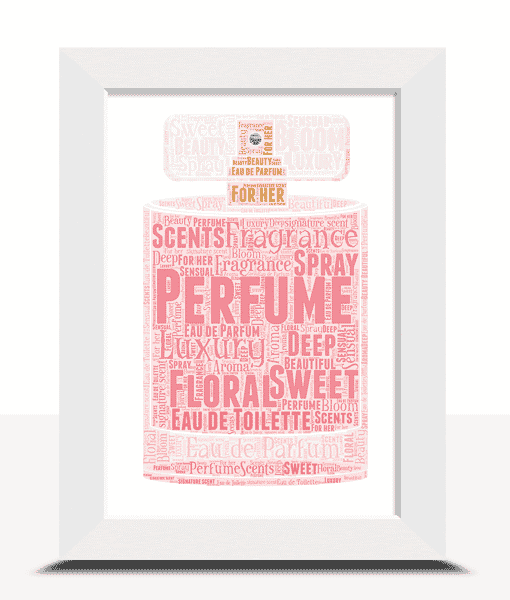 Personalised Perfume Bottle Word Wall Art Auntie