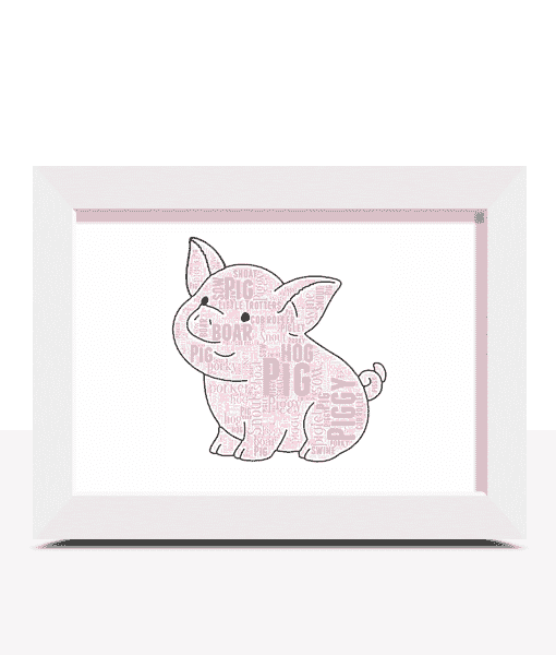 Cute Pig Personalised Word Wall Art Picture Print Gift Animal Prints