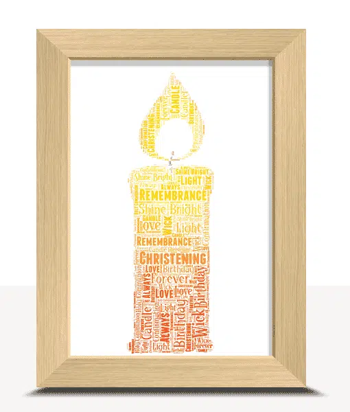Candle Word Art Print Christening Gifts