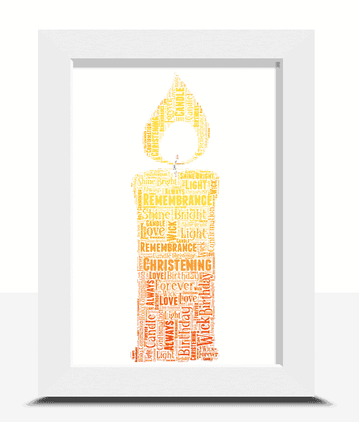 Candle Word Art Print Christening Gifts