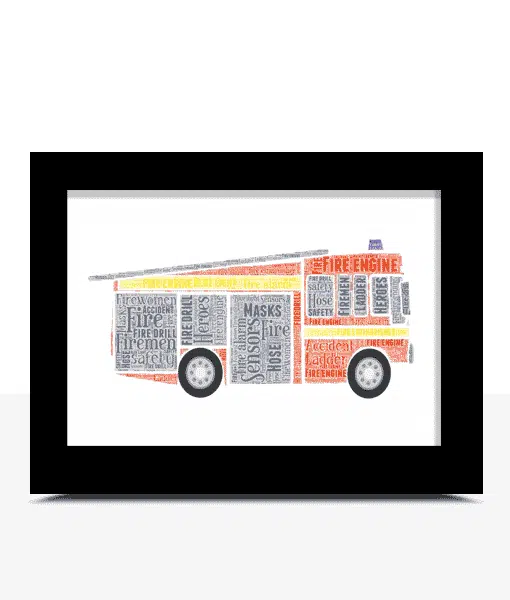 Personalised Fire Engine Word Art Picture Print Gift Gifts For Children