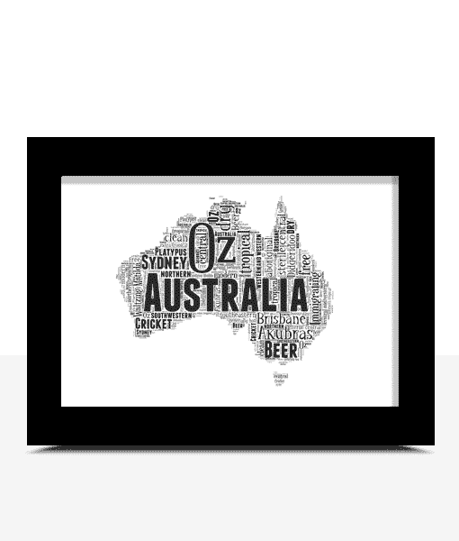 Personalised Australia Map Word Art Picture Print Maps