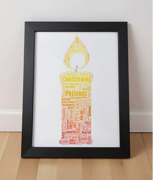 Candle Word Art Print Christening Gifts