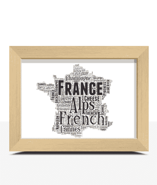 France Map Word Art Print Maps