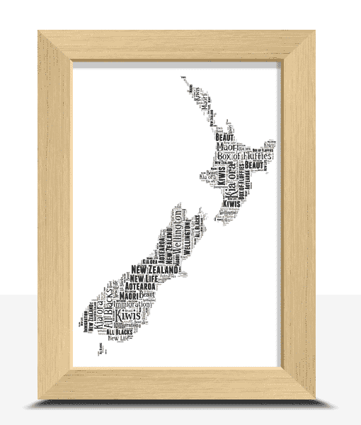 New Zealand Map Word Art Print Maps