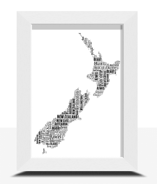 New Zealand Map Word Art Print Maps