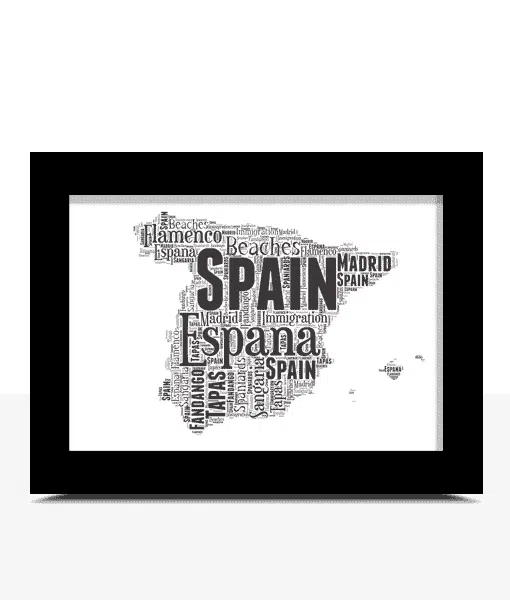 Personalised Spain Map Word Art Picture Print Maps