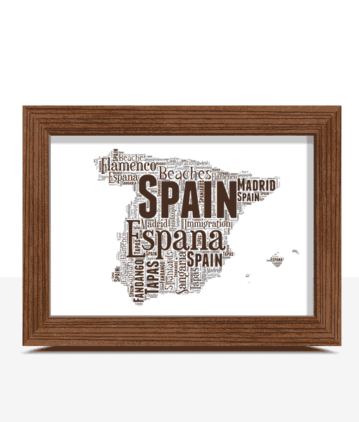 Personalised Spain Map Word Art Print Maps