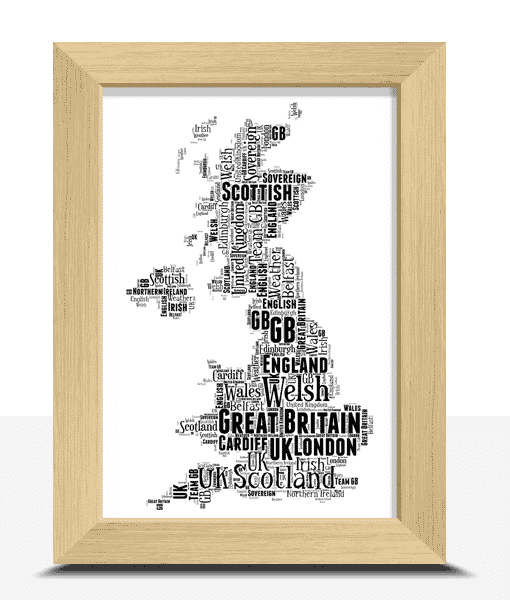 Personalised UK Map Word Art Print Maps