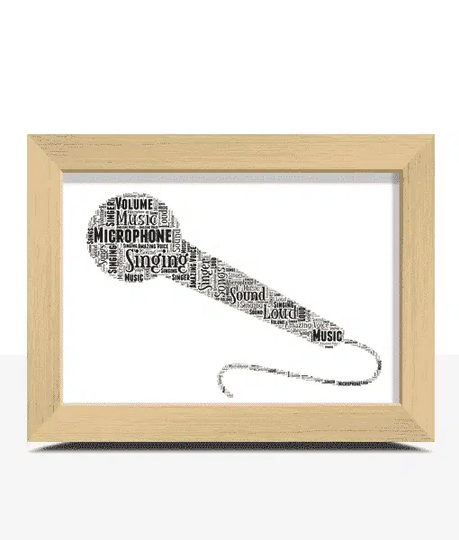 Personalised Microphone Word Art Picture Gift Music Gifts