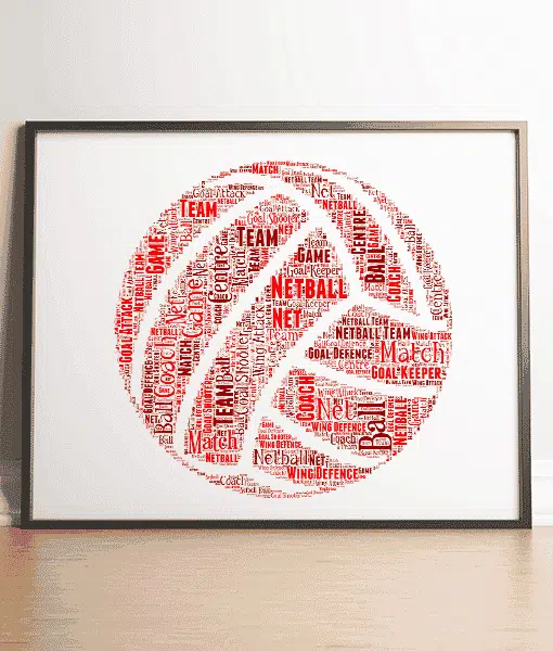 Personalised Netball Word Art – Netball Player Gift Sport Gifts