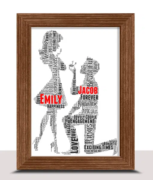Personalised Engagement Gift Word Art Engagement Gifts