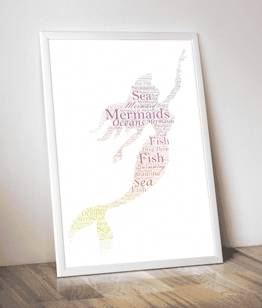 Mermaid Personalised Word Art Picture Frame Gift for Girls Gifts For Children