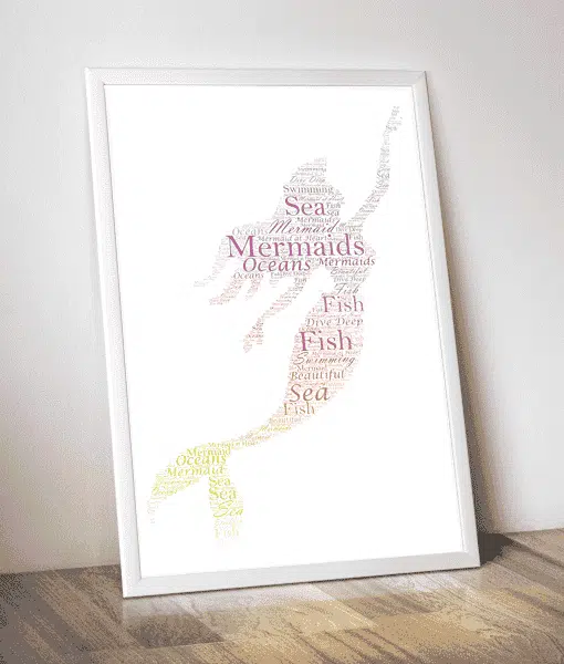 Mermaid Personalised Word Art Picture Frame Gift Print Gifts For Children