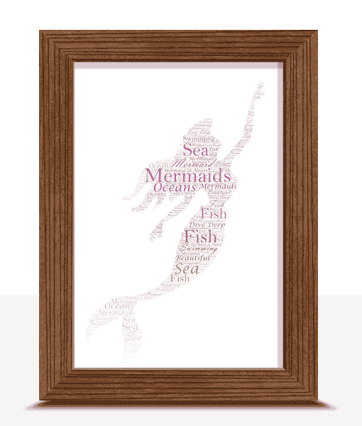 Mermaid Personalised Word Art Picture Frame Gift for Girls Gifts For Children