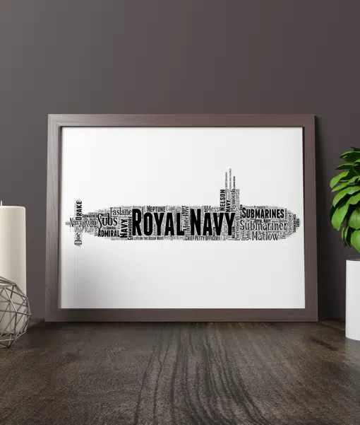 Personalised Royal Navy Submarine Word Art Military Gifts