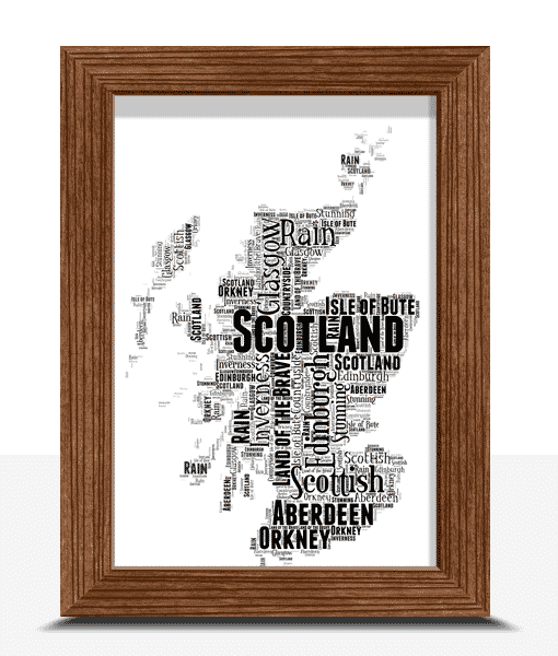 Personalised Scotland Word Art Picture Map Maps