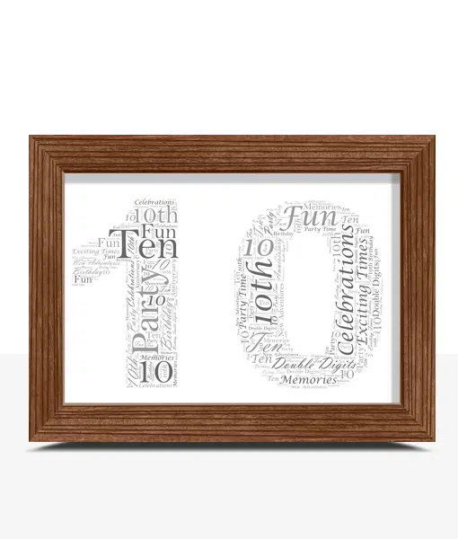 10th Birthday – Anniversary Word Art Gift Anniversary Gifts