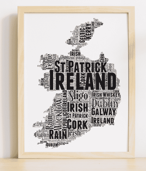 Personalised Republic Of Ireland Word Art Map Maps