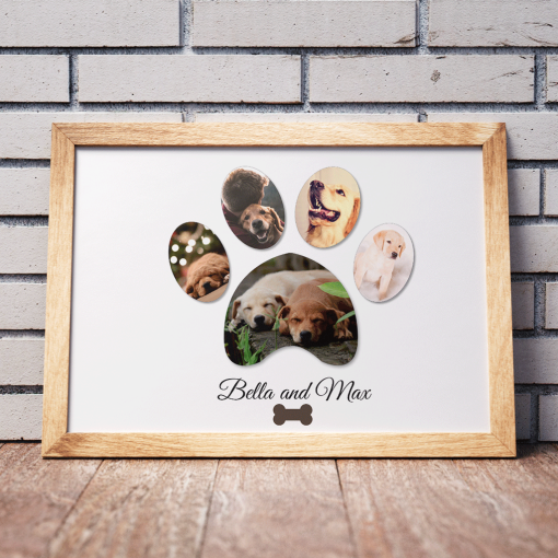 Personalised Dog Paw Photo Collage Frame Gift Animal Prints