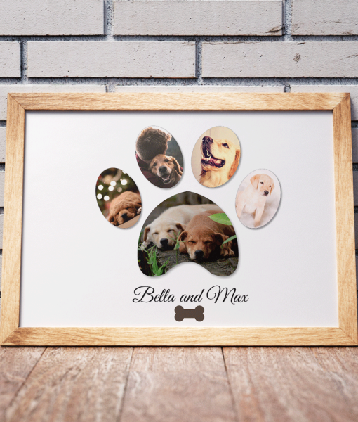 Personalised Dog Paw Photo Collage Frame Gift Animal Prints