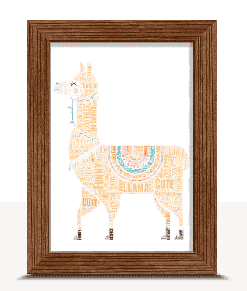 Personalised Llama Word Art Print Animal Prints