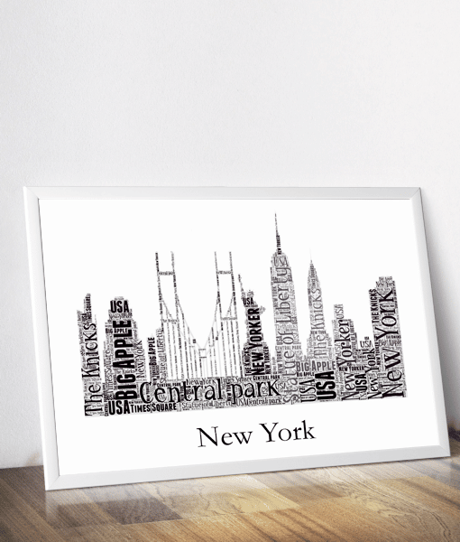 Personalised New York Skyline Word Art – Keepsake Gift City Skyline Prints