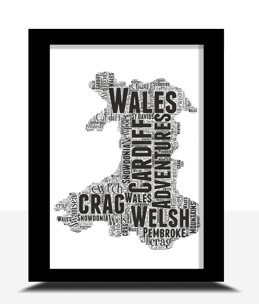 Personalised Wales – Cymru – Word Art Picture Map Gift Maps