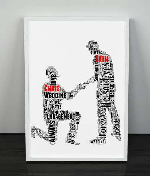 Gay Male Personalised Word Art Engagement Gift Engagement Gifts
