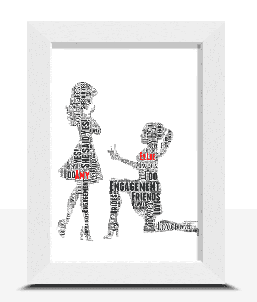 Gay Female Personalised Word Art Engagement Gift Engagement Gifts