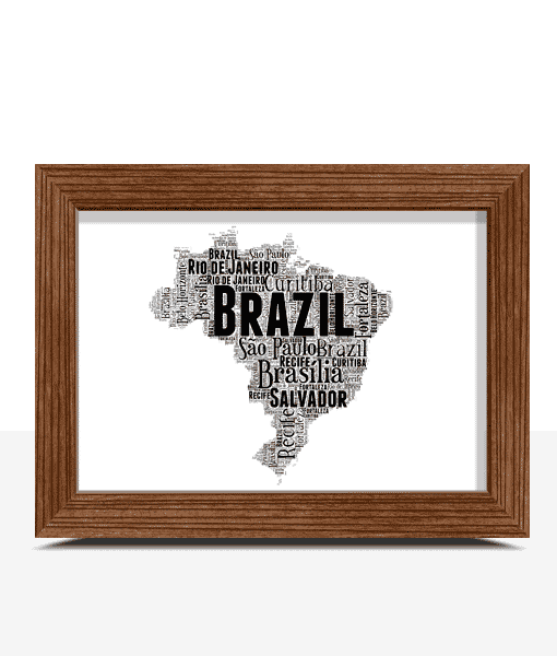 Personalised Brazil Map Word Art – Gift for Travel Lovers Maps