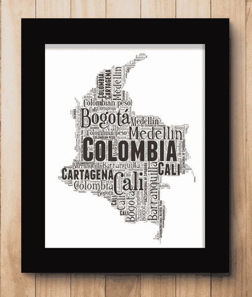 Colombia Word Art Map – Customise Your Colombian Story Maps