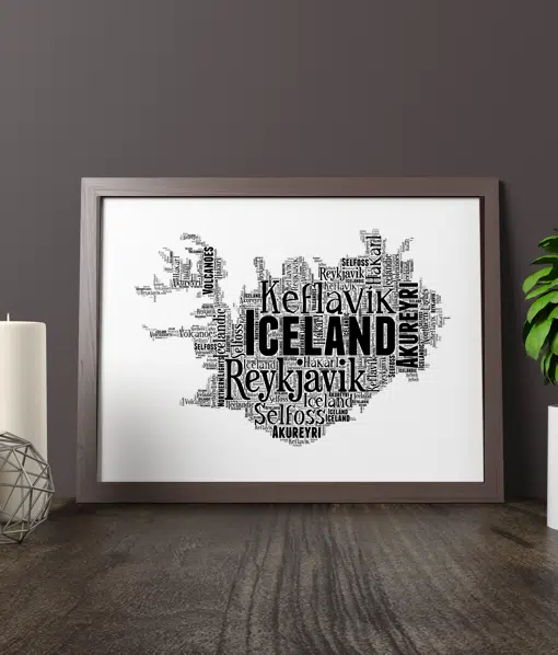 Personalised Iceland Word Art Map Maps