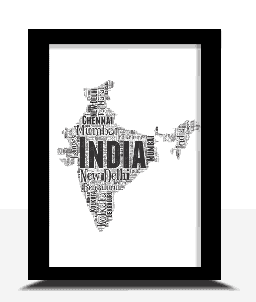 Personalised India Word Art Map Print – Custom Memories Gift Maps