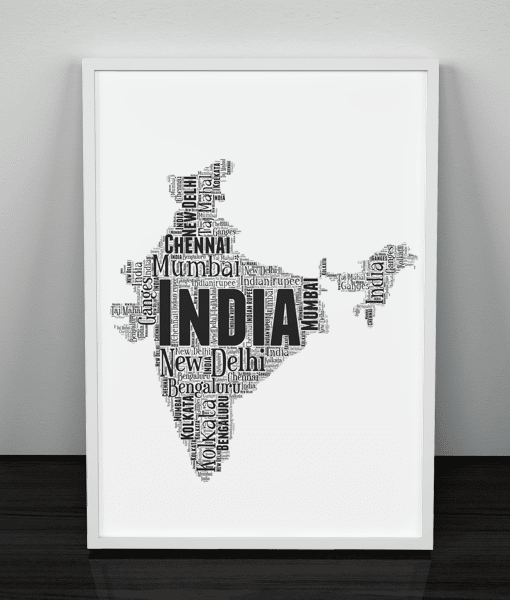 Personalised India Word Art Map Maps